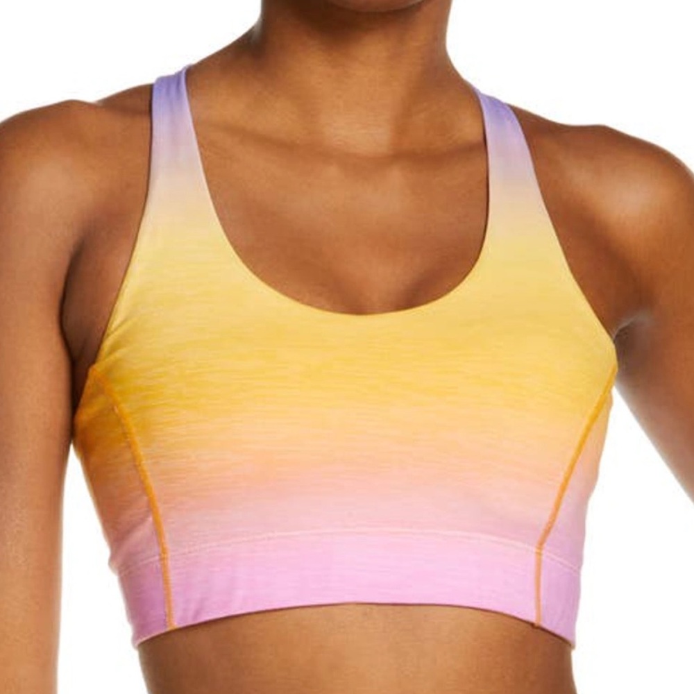 Outdoor Voices Doing ThingsSports Bra Mesh Details Ombre’ Yellow and Pink Size M